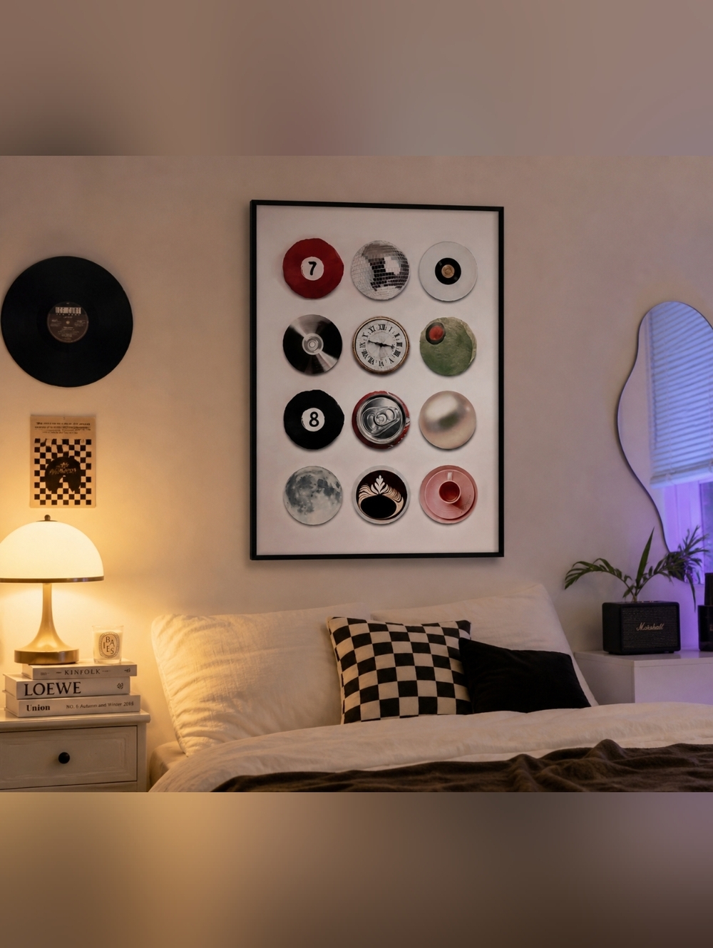 Vintage Disco Ball & Retro Aesthetic Canvas Wall Art 12x16 | Funky Coffee Music